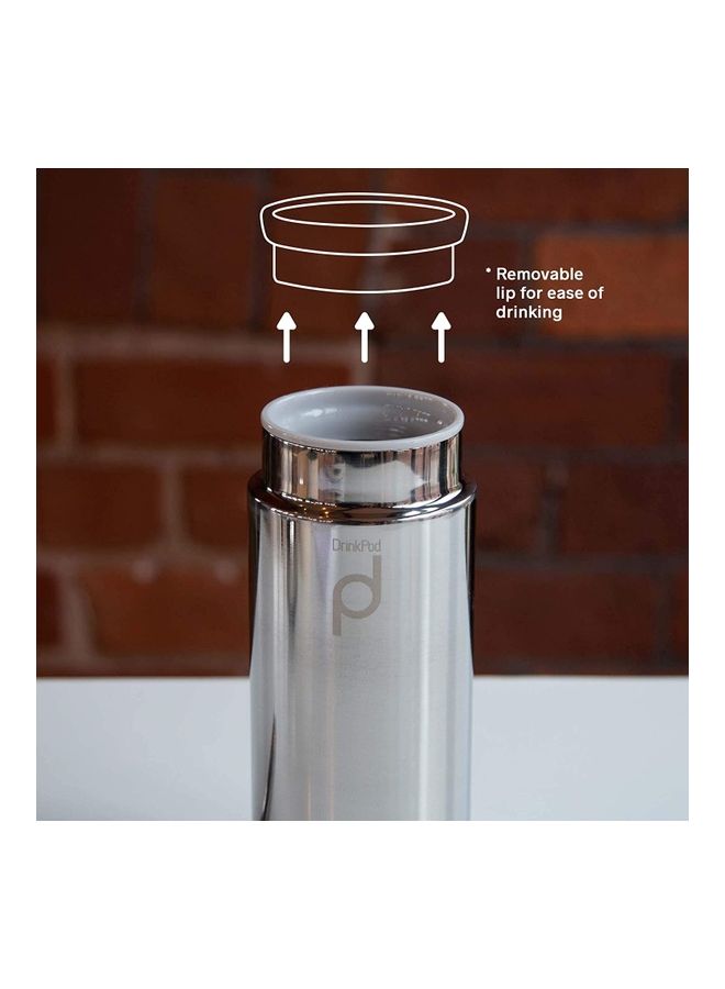 GRUNWERG Drinkpod Vacuum Insulated Capsule Flask Silver - Image 5