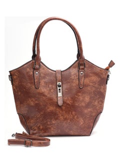 Top Handle Detailed Tote Brown