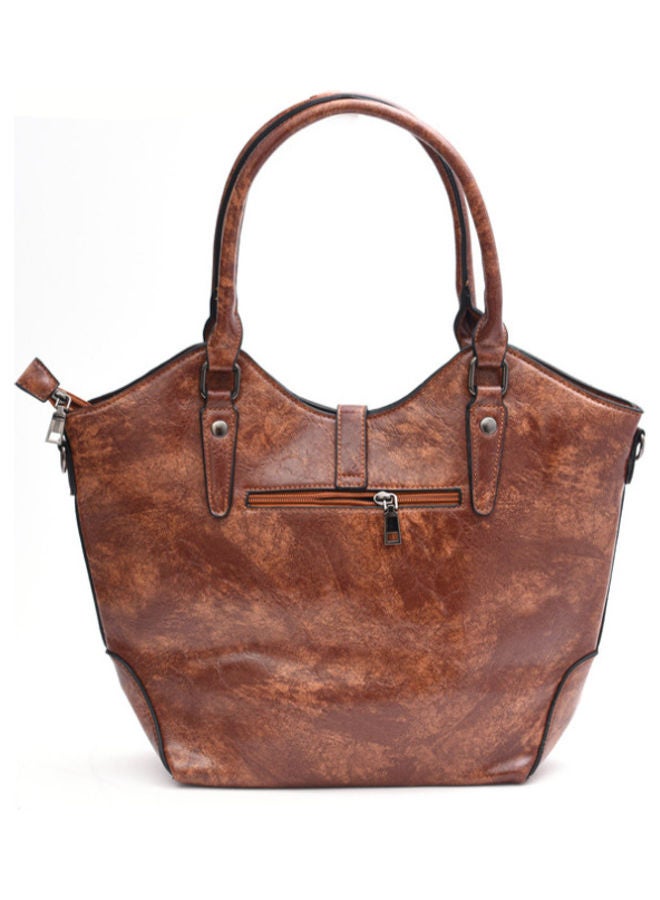 Glamz - Top Handle Detailed Tote Brown - Image 1