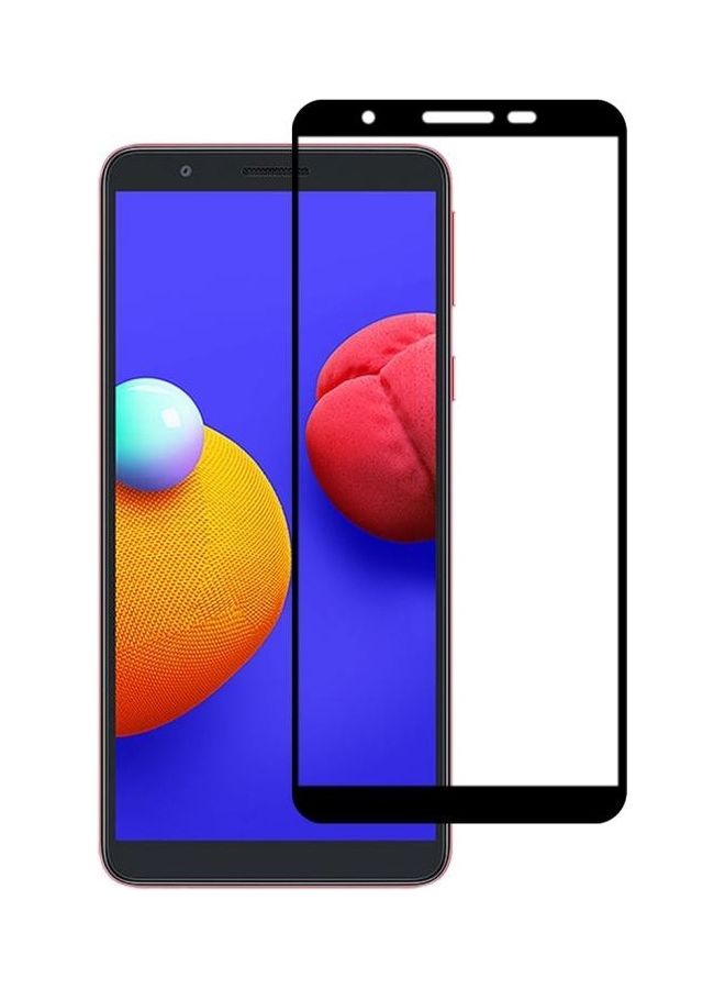 بي جي إم لاصقة حماية للشاشة من الزجاج المقوى بتغطية كاملة متوافقة مع هاتف سامسونج جالاكسي A01 كور شفاف/أسود - Image 1