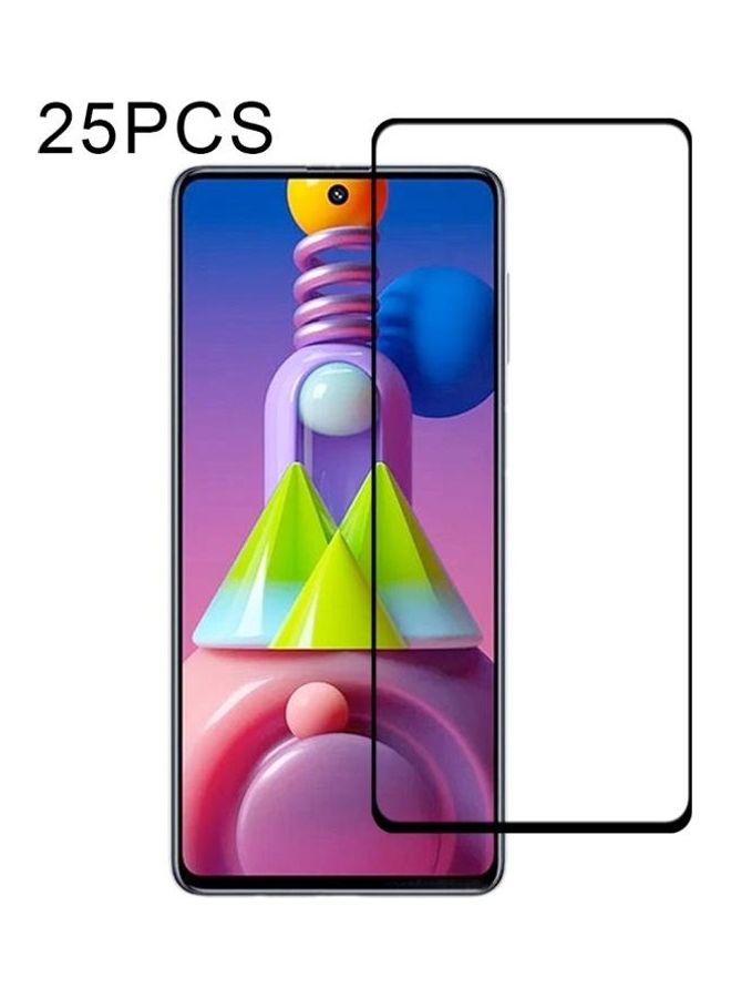 BGM Pack Of 25 Tempered Glass Full Screen Protectors For Samsung Galaxy M51 Clear/Black - Image 1