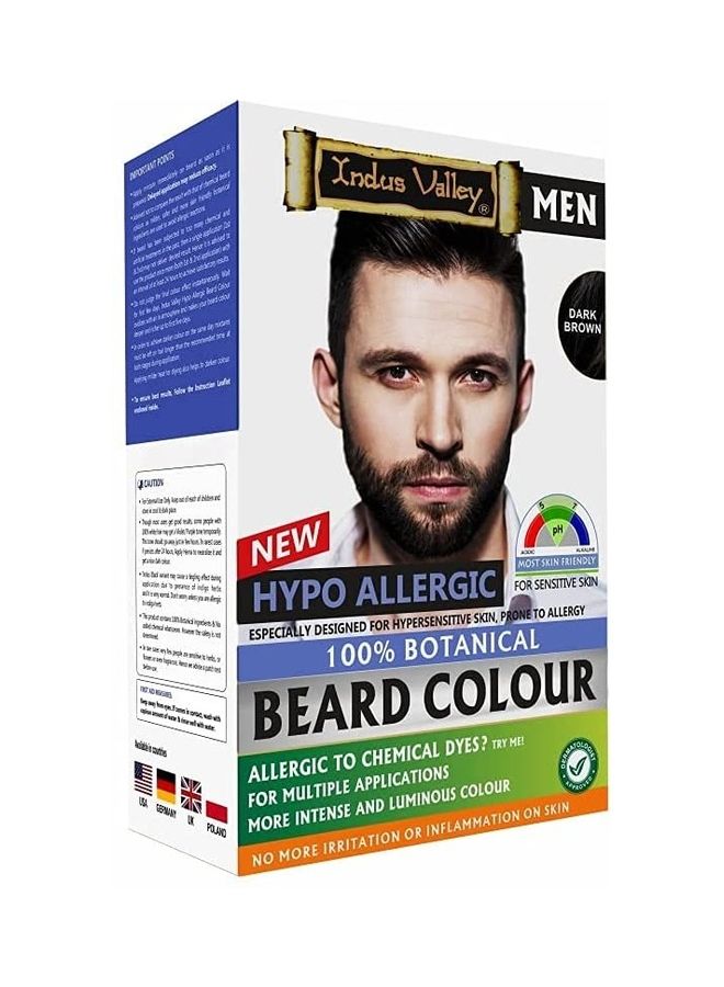 Indus Valley 100% Botanical Hypo Allergic Aqua Beard Colour Dark Brown 200grams  - Image 1