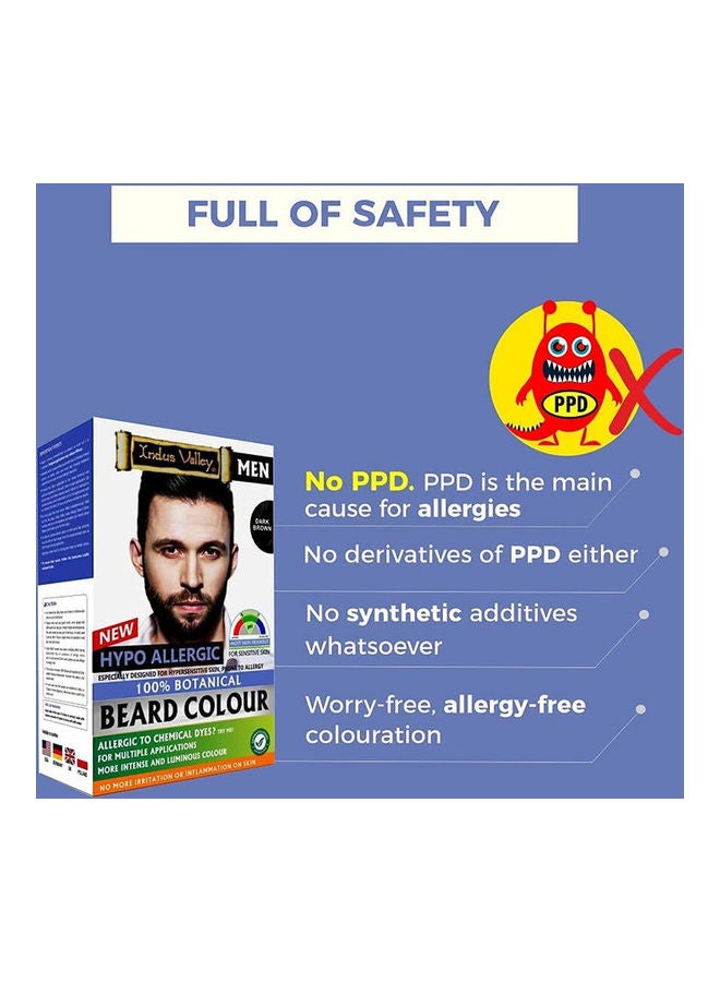 Indus Valley 100% Botanical Hypo Allergic Aqua Beard Colour Dark Brown 200grams  - Image 5