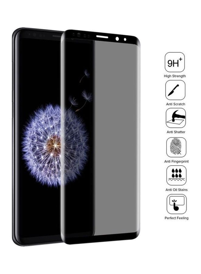 بي جي إم لاصقة حماية للشاشة من الزجاج المقوى بتغطية كاملة مضادة للتجسس والأشعة فوق البنفسجية لهاتف سامسونج جالاكسي S9+ شفاف/أسود - Image 3