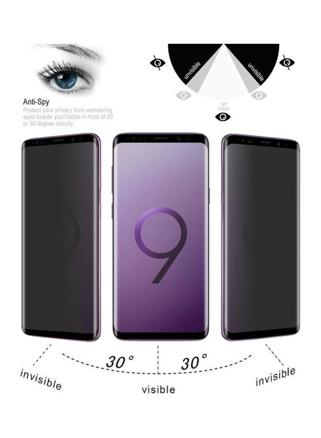 بي جي إم لاصقة حماية للشاشة من الزجاج المقوى بتغطية كاملة مضادة للتجسس والأشعة فوق البنفسجية لهاتف سامسونج جالاكسي S9+ شفاف/أسود - Image 5