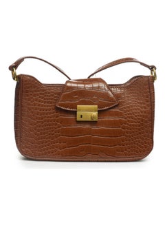 Textured Top Handle Satchel Brown