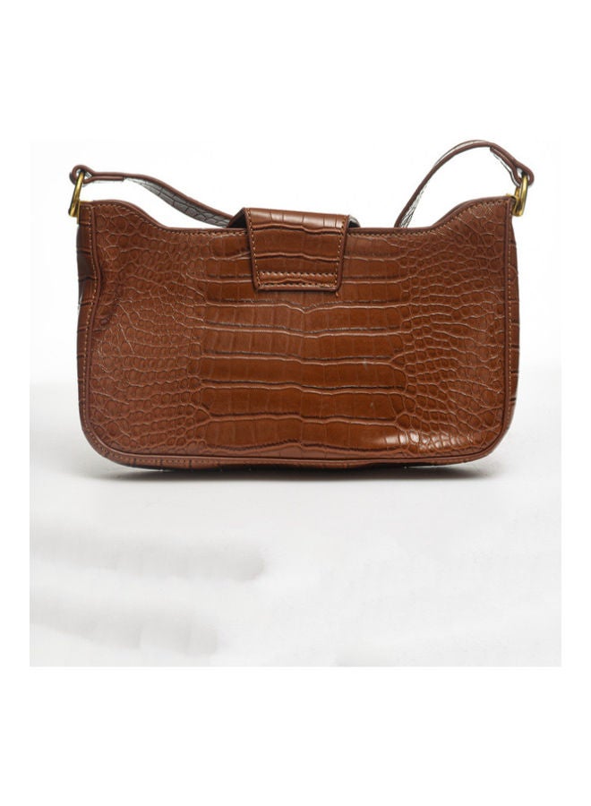 Glamz - Textured Top Handle Satchel Brown - Image 1