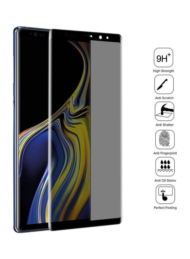 بي جي إم لاصقة حماية للشاشة من الزجاج المقوى بتغطية كاملة مضادة للتجسس والأشعة فوق البنفسجية لهاتف سامسونج جالاكسي نوت 9 لون شفاف/أسود - Image 3