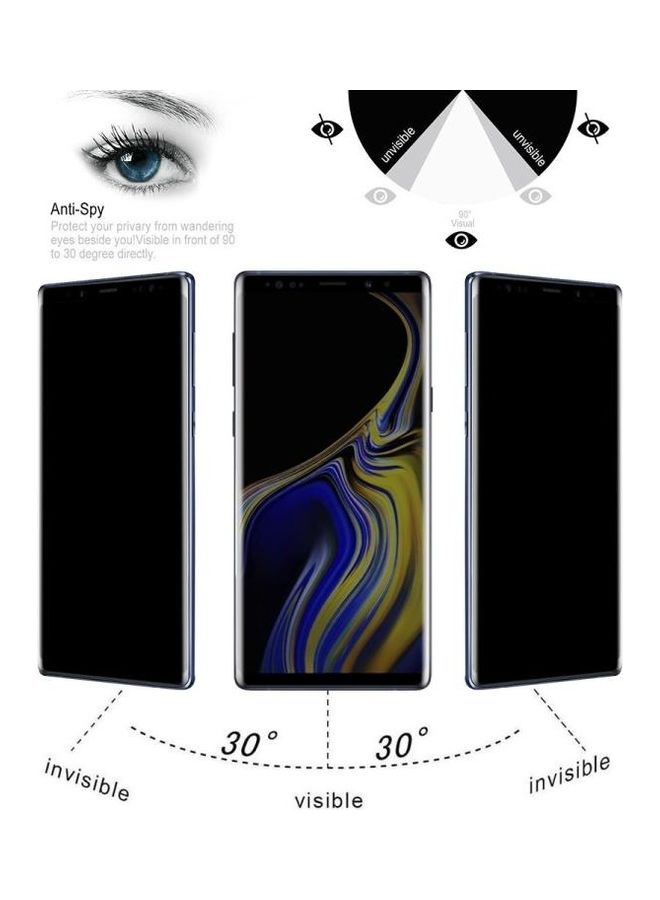 بي جي إم لاصقة حماية للشاشة من الزجاج المقوى بتغطية كاملة مضادة للتجسس والأشعة فوق البنفسجية لهاتف سامسونج جالاكسي نوت 9 لون شفاف/أسود - Image 5