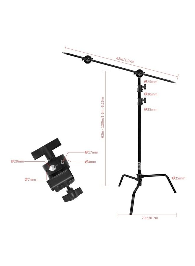 Coopic 2-Piece Adjustable C-stand Heavy Duty 10 Feet 3 Meter Black - Image 2