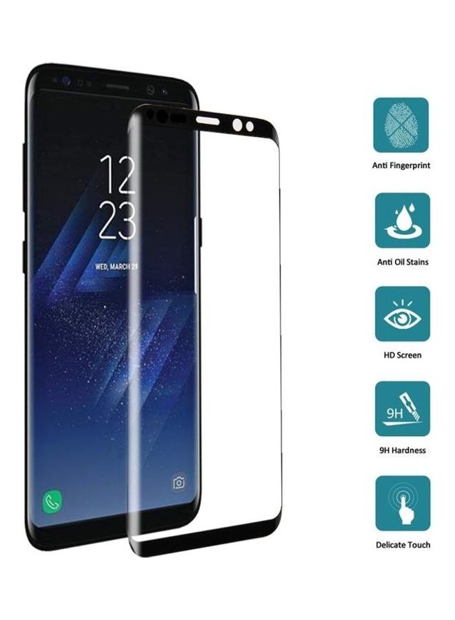 BGM 9H Surface Hardness 3D Curved Full Adhesive Silk Tempered Glass Screen Protector For Samsung Galaxy S8+/G955 Clear/Black - Image 2