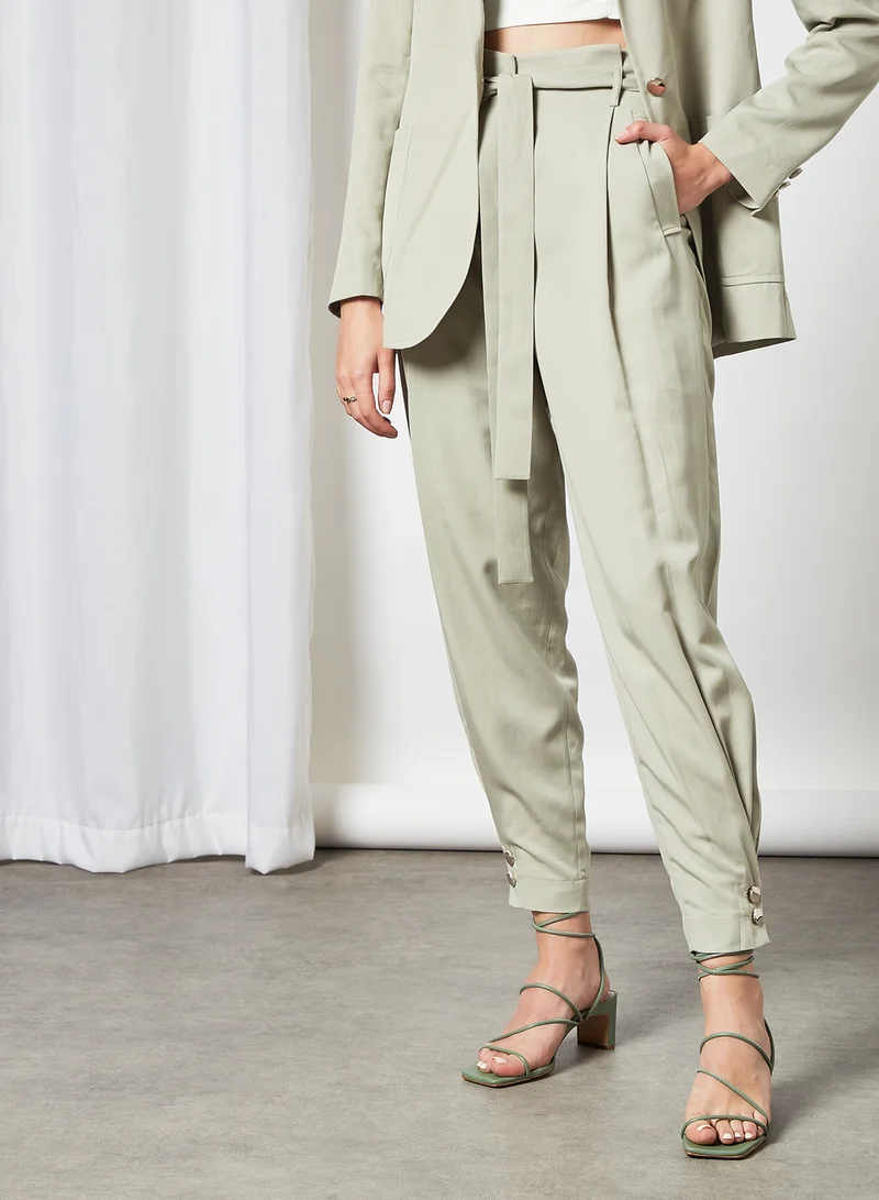 Ted Baker Paperbag Waist Trousers Green