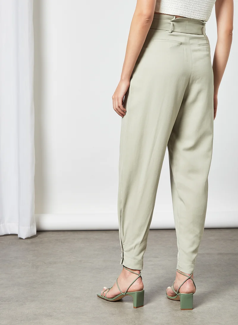 Ted Baker Paperbag Waist Trousers Green