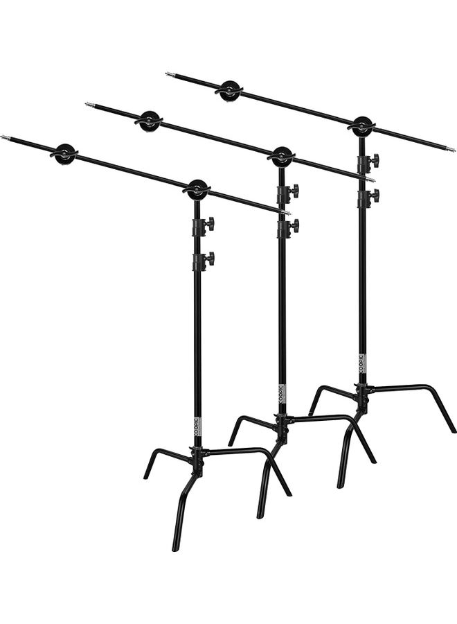 Coopic 3-Piece Adjustable C-stand Heavy Duty 10 Feet 3 Meter Black - Image 1