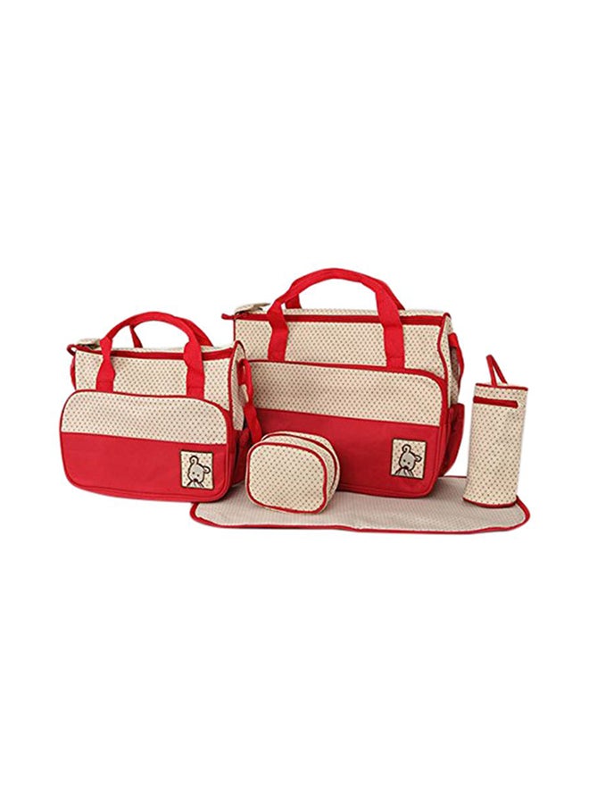 Baby Station 5Pcs Set Baby Diaper Bag (Red) - Image 1