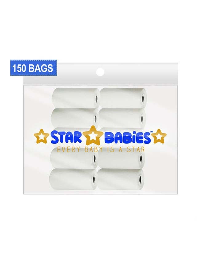 ستار بيبيز عبوة أكياس معطرة مكونة من 10 قطع بلون أبيض (150 كيساً) - عادية - Image 1