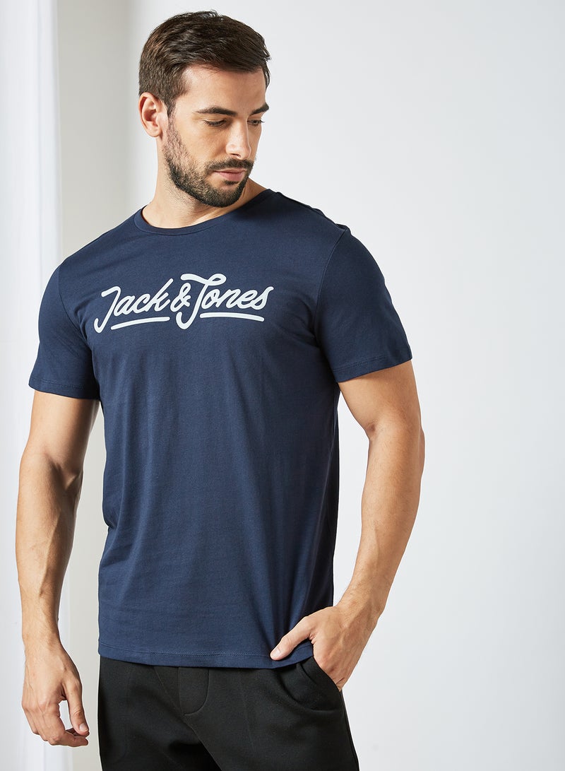 JACK & JONES - Logo T-Shirt (Pack of 3) Navy/White/Brown - Image 1