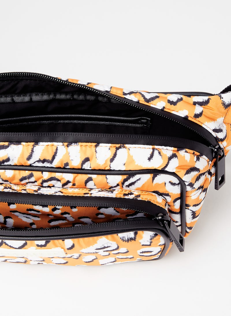 Leopard Print Puffer Belt Bag Orange