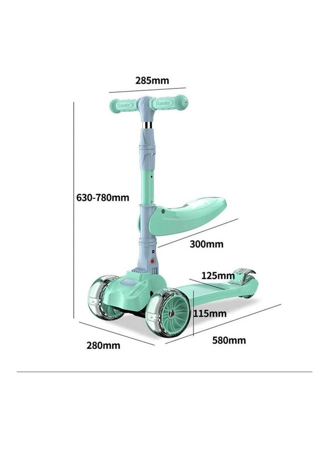 MissTiara 3 Wheels Kick Scooter With Removable And Adjustable Seat Green 28x78x58cm - Image 4
