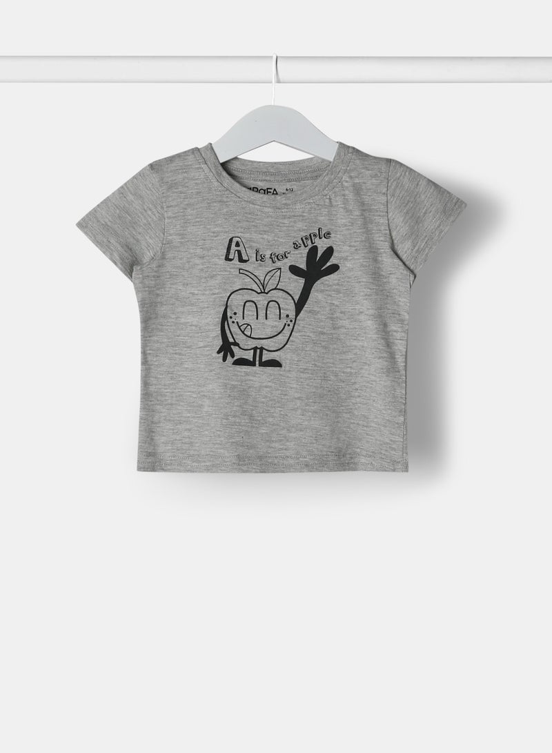 Zarafa Baby Boys Crew Neck Short Sleeve T-Shirt Light Grey Melange - Image 1