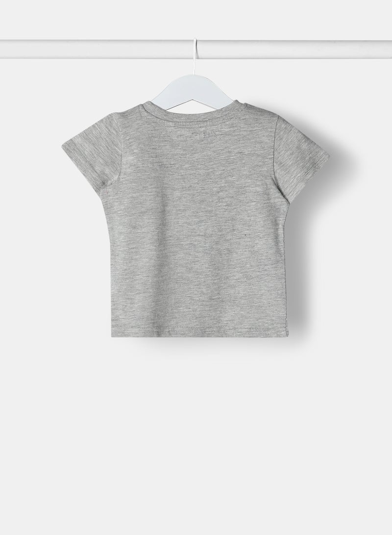 Zarafa Baby Boys Crew Neck Short Sleeve T-Shirt Light Grey Melange - Image 2