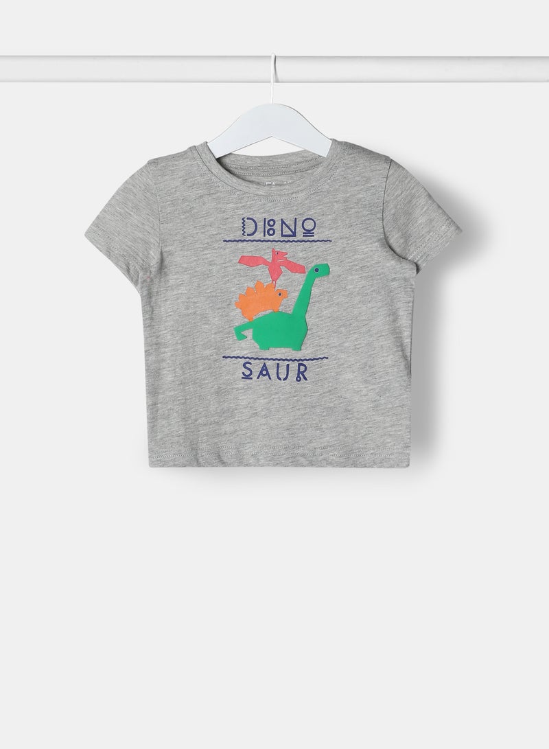 Zarafa Baby Boys Crew Neck Short Sleeve T-Shirt Light Grey Melange  - Image 1
