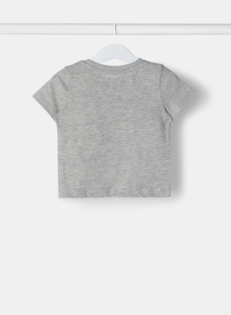 Zarafa Baby Boys Crew Neck Short Sleeve T-Shirt Light Grey Melange  - Image 2