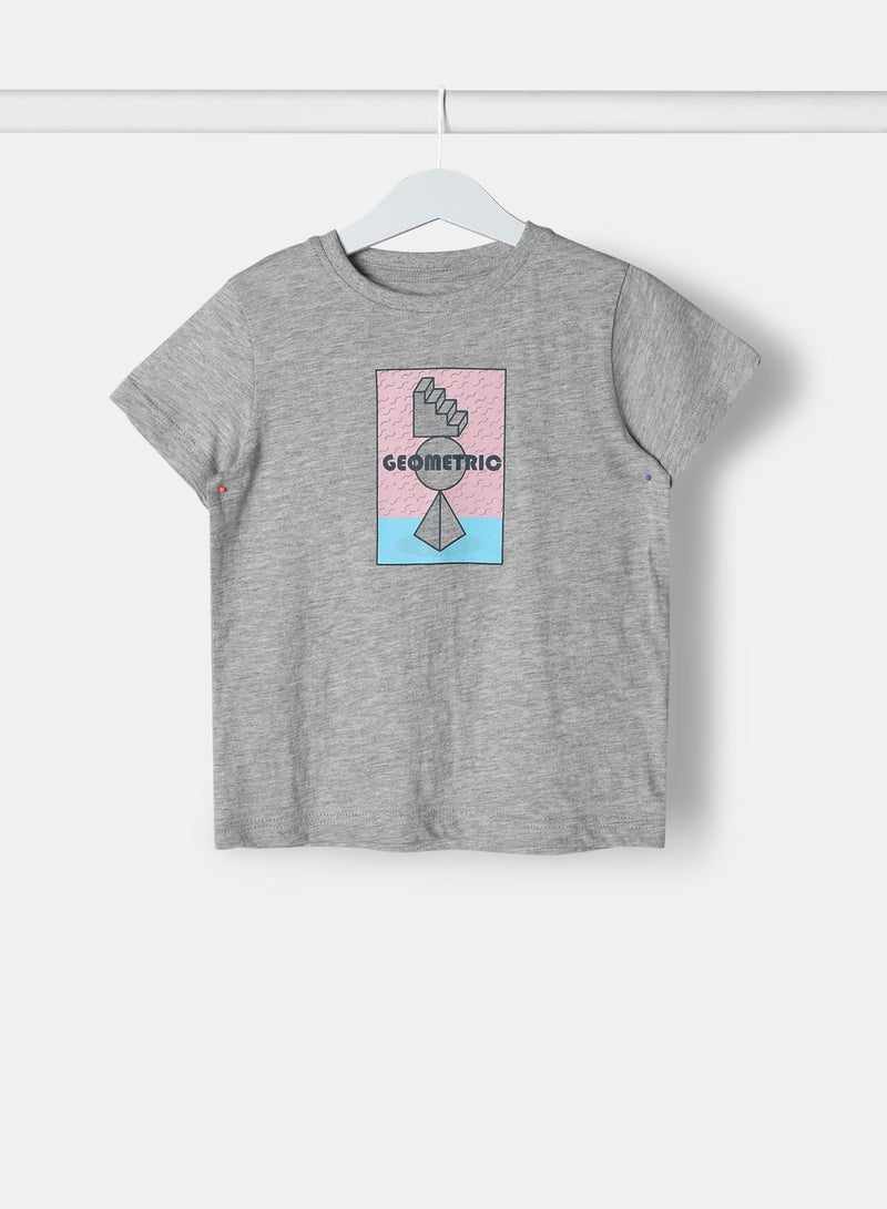 Neon Boys Crew Neck Short Sleeve T-Shirt Ash Grey - Image 1