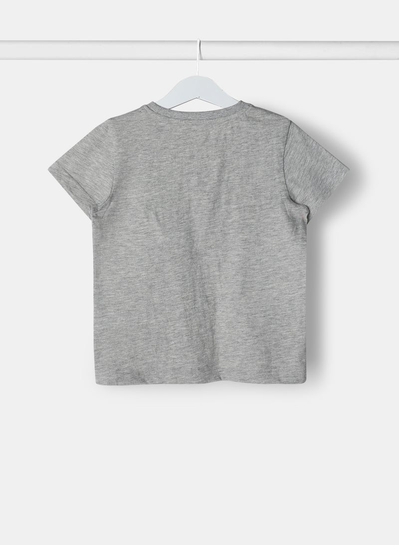 Neon Boys Crew Neck Short Sleeve T-Shirt Ash Grey - Image 2