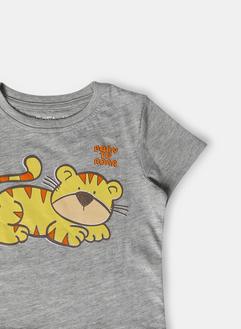 Zarafa Baby Boys Crew Neck Short Sleeve T-Shirt Grey Melange  - Image 3
