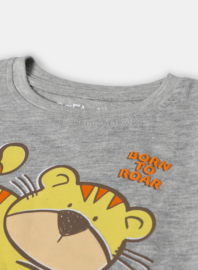 Zarafa Baby Boys Crew Neck Short Sleeve T-Shirt Grey Melange  - Image 4