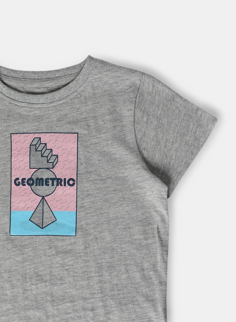 Neon Boys Crew Neck Short Sleeve T-Shirt Ash Grey - Image 3