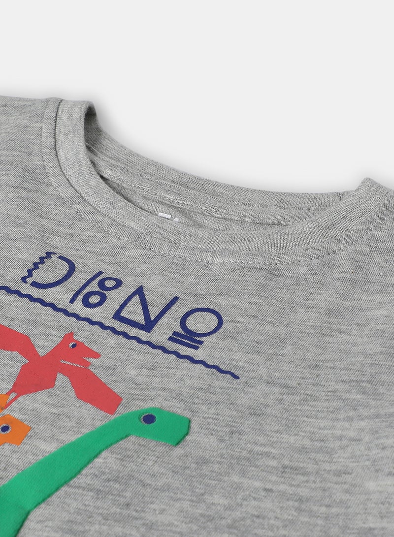 Zarafa Baby Boys Crew Neck Short Sleeve T-Shirt Light Grey Melange  - Image 4