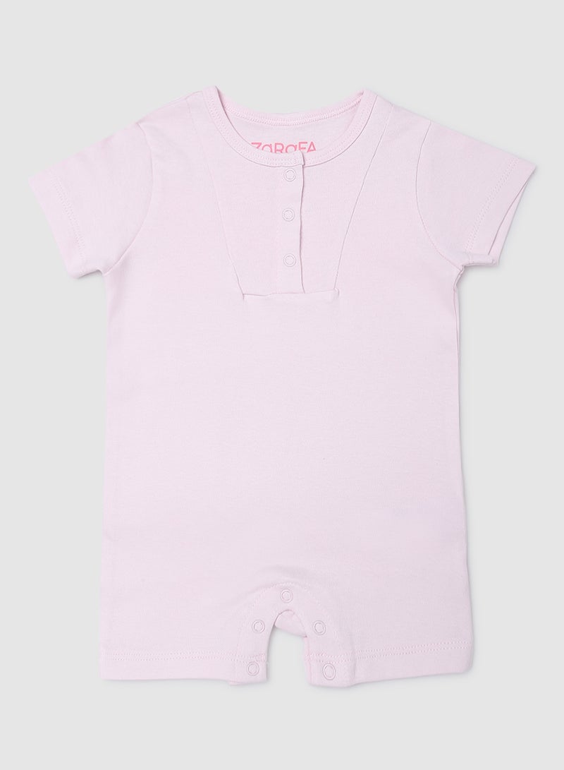 Zarafa - Round Neck Plain Onesies Pink - Image 1