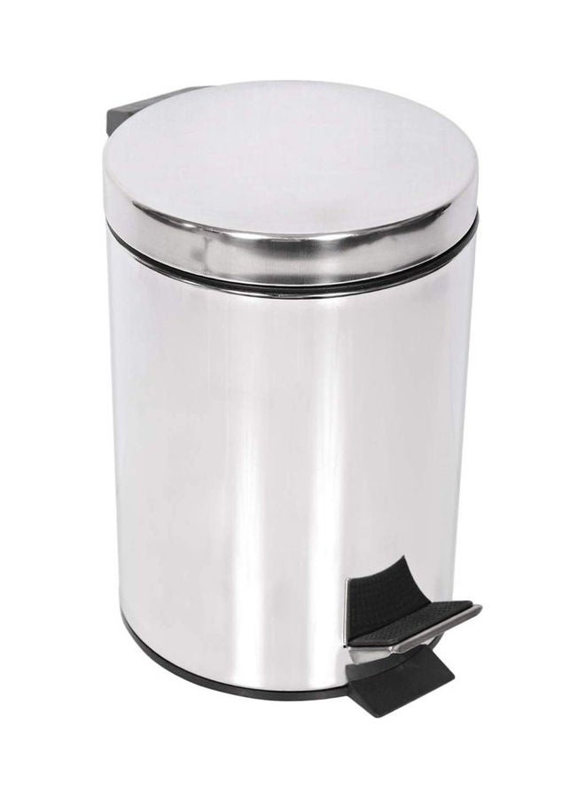 MoonLight Round Soft-Close Trash With Lid And Bucket Foot Pedal Dustbin Silver 39x29cm - Image 1