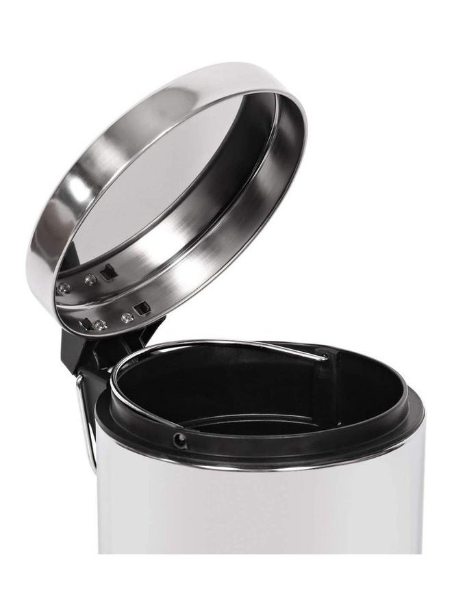 MoonLight Round Soft-Close Trash With Lid And Bucket Foot Pedal Dustbin Silver 39x29cm - Image 4