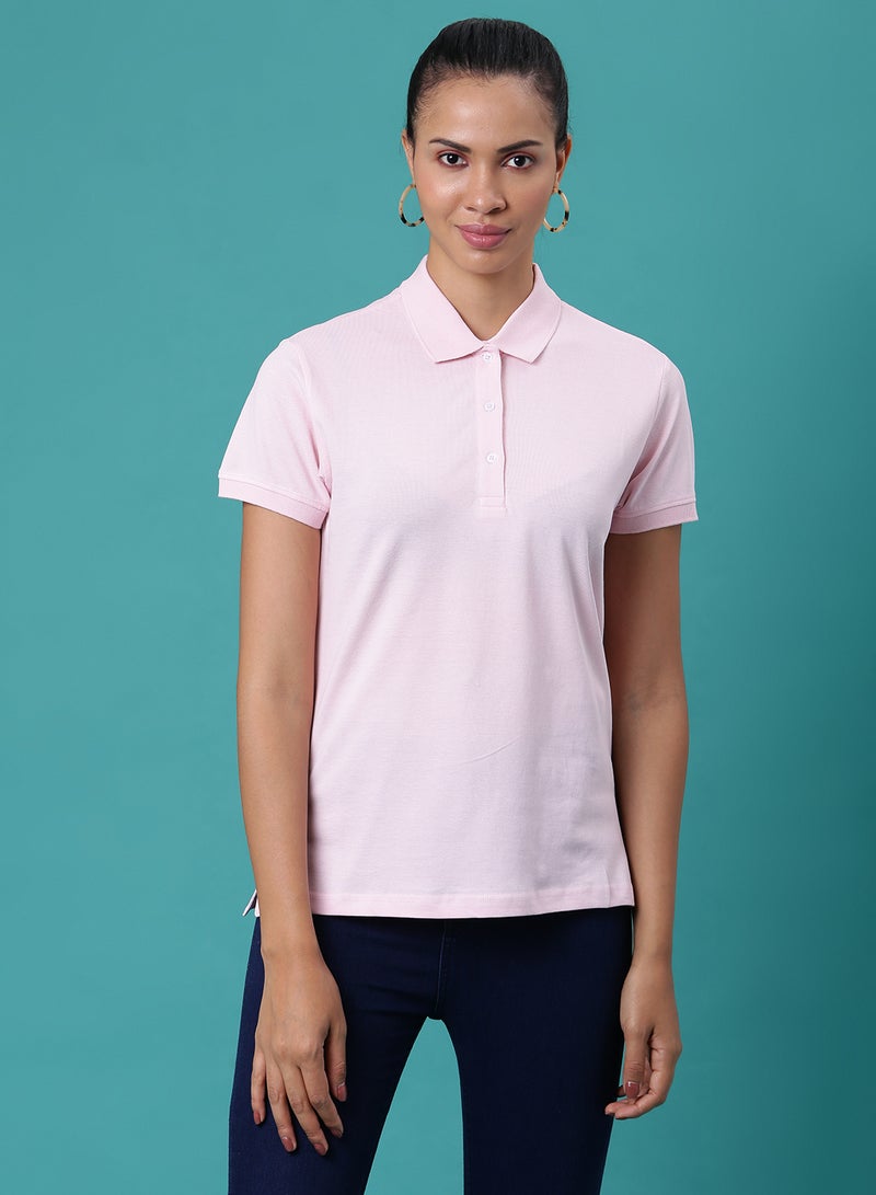 Aila - Solid Pattern 3 Button Placket Polo Rose Shadow - Image 1