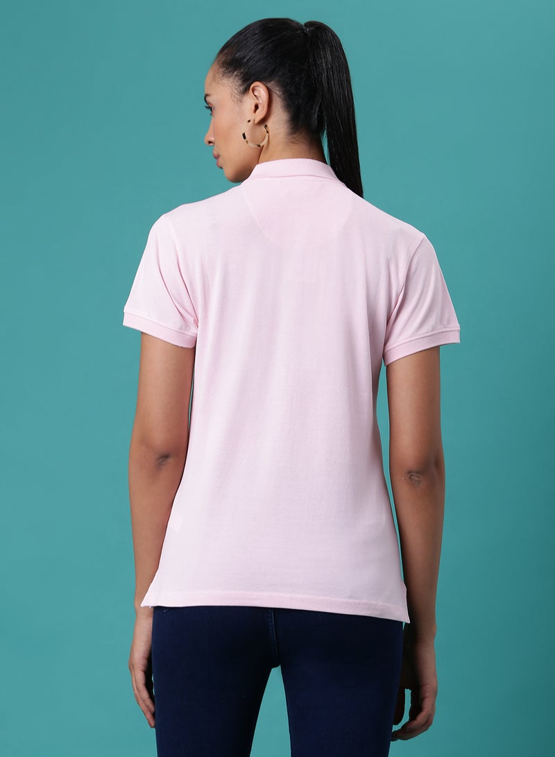 Aila - Solid Pattern 3 Button Placket Polo Rose Shadow - Image 1