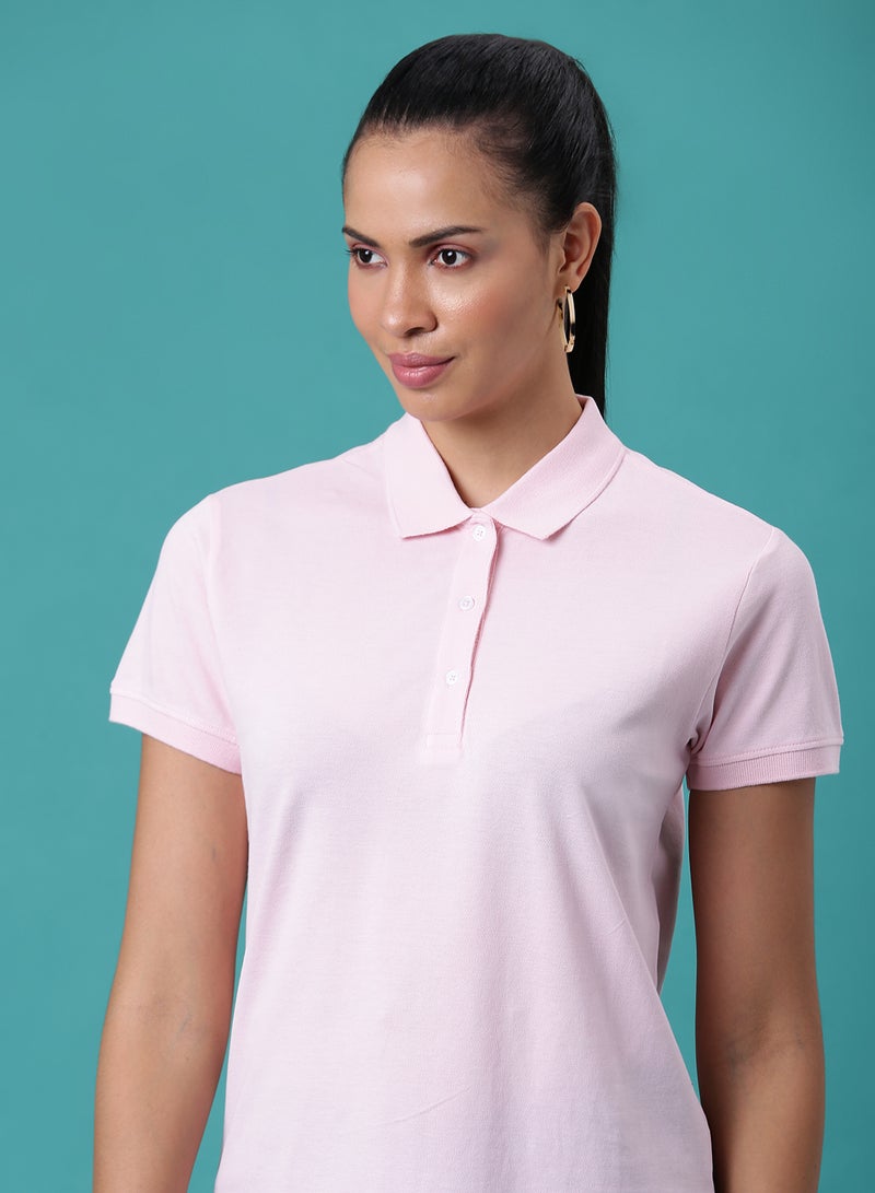 Aila - Solid Pattern 3 Button Placket Polo Rose Shadow - Image 1