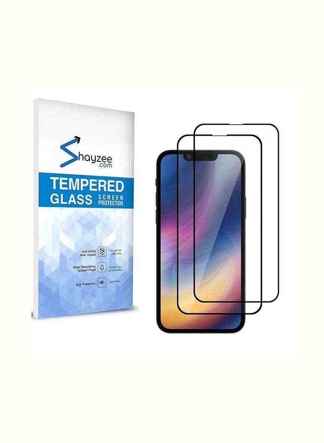 shAyzee 2 Pack Tempered Glass Screen Protector For iPhone 13 Pro Max 6.7 Inch Clear/Black - Image 1