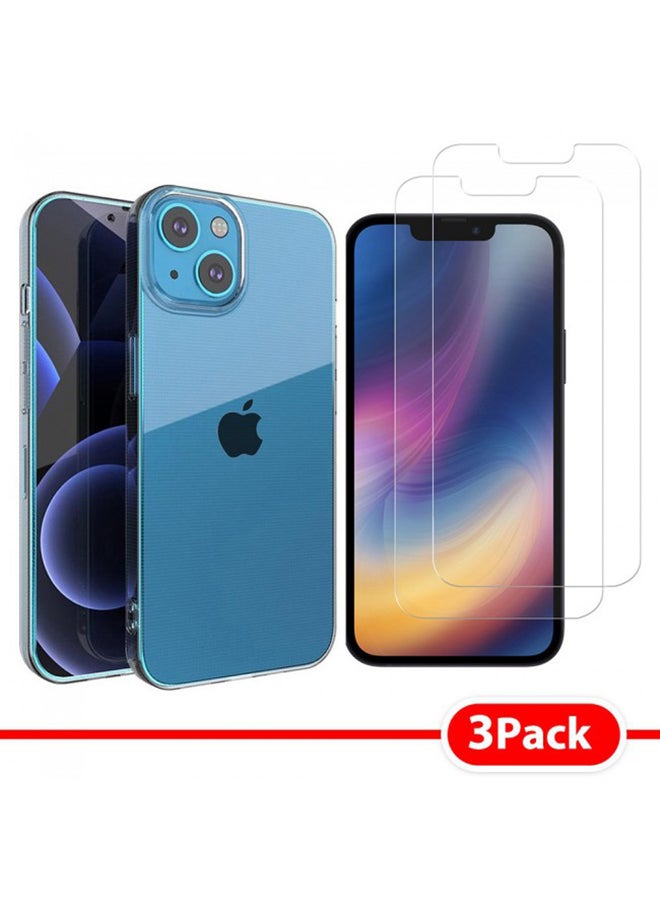 MARGOUN 3-Pack Protective TPU Case Cover with 2 Screen Protectors For iPhone 13 Mini Clear - Image 1