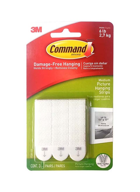 Picture Hanging Strips 17201-ES Pair of 3 White 28 x 43cm