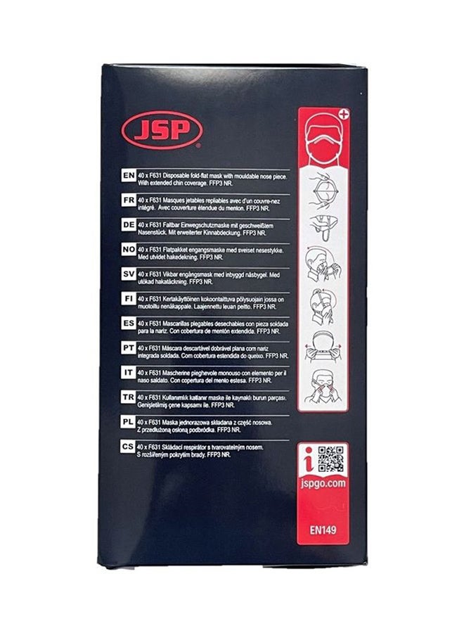 JSP Box of 40 Disposable Vertical Fold Flat Masks Grade FFP3 - Image 3