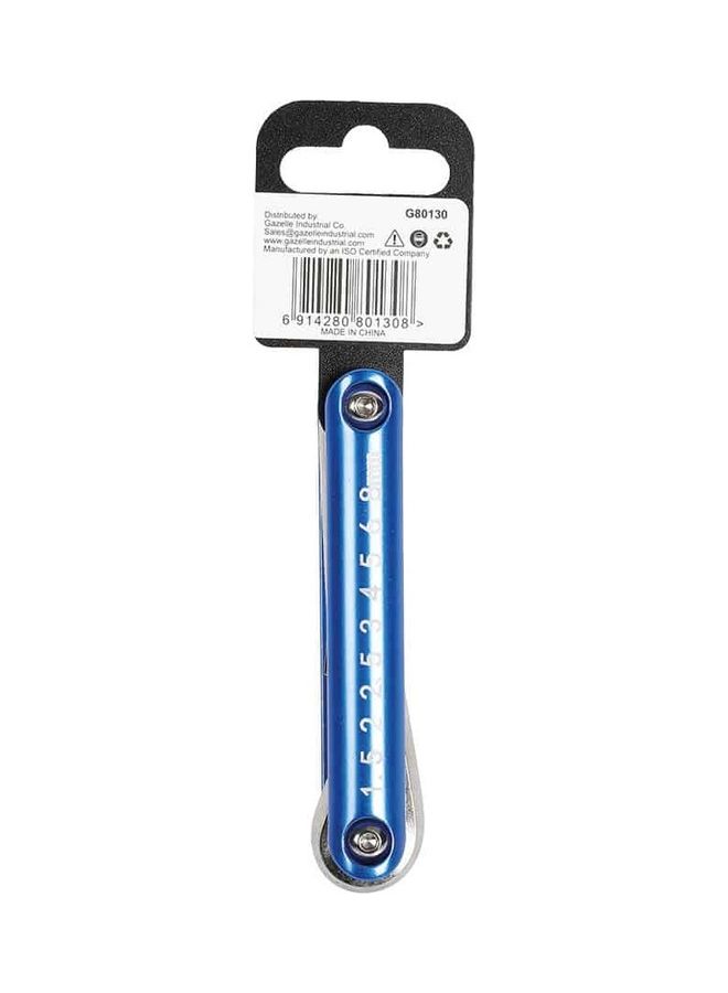 غزال مجموعة مفاتيح سادسية قابلة للطي من 8 قطع أزرق/ رمادي 3.8 x 16.5 x 4.5سم - Image 2