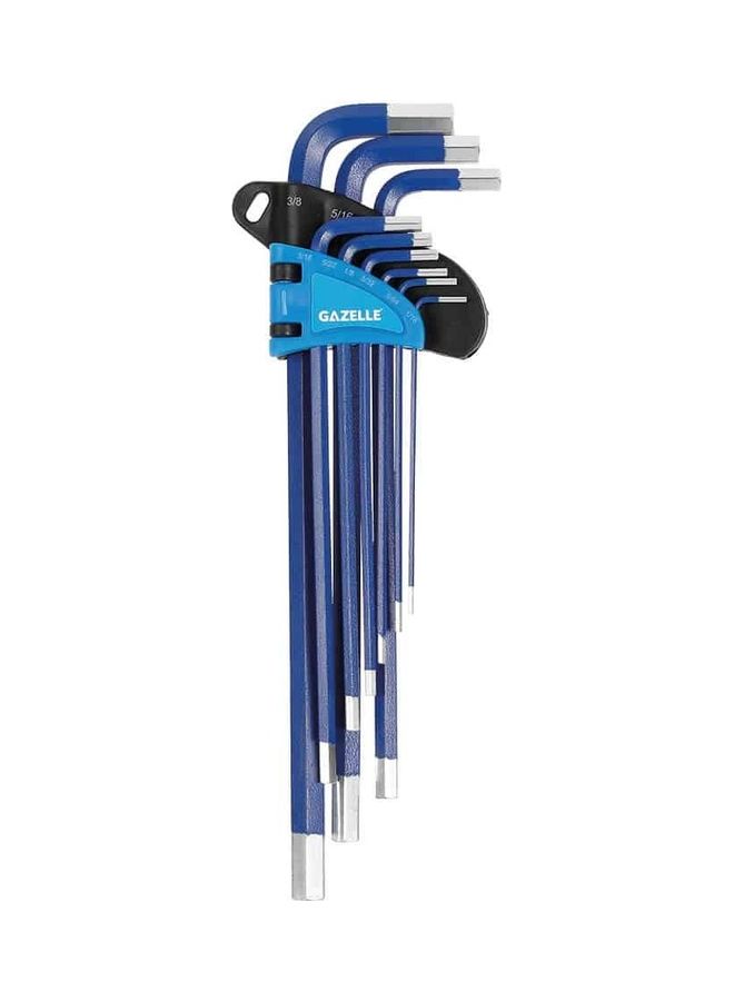 غزال طقم مفاتيح سداسية بذراع طويلة مكون من 9 قطع أزرق/ رمادي 2.5 x 23.5 x 8.5سم - Image 1