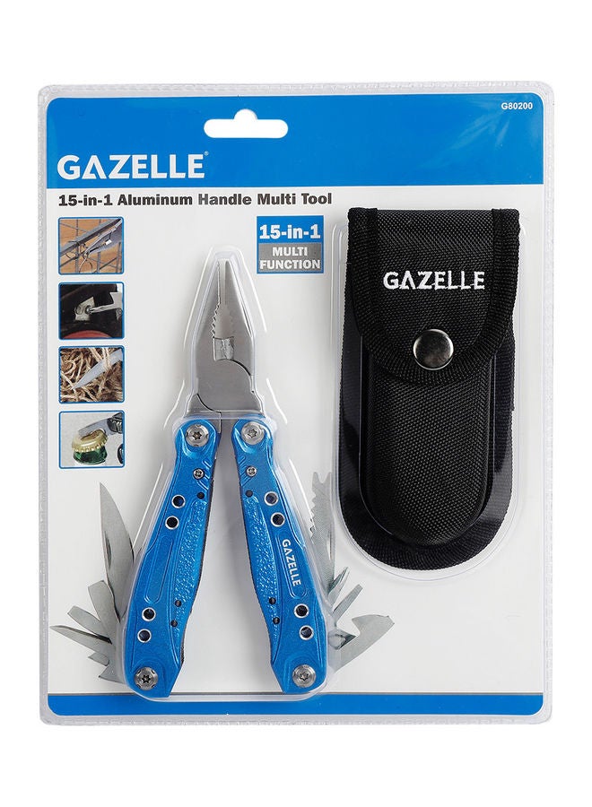 Gazelle 15-In-1 Aluminum Handle Tool Blue / Grey 6 x 9 x 4cm - Image 1