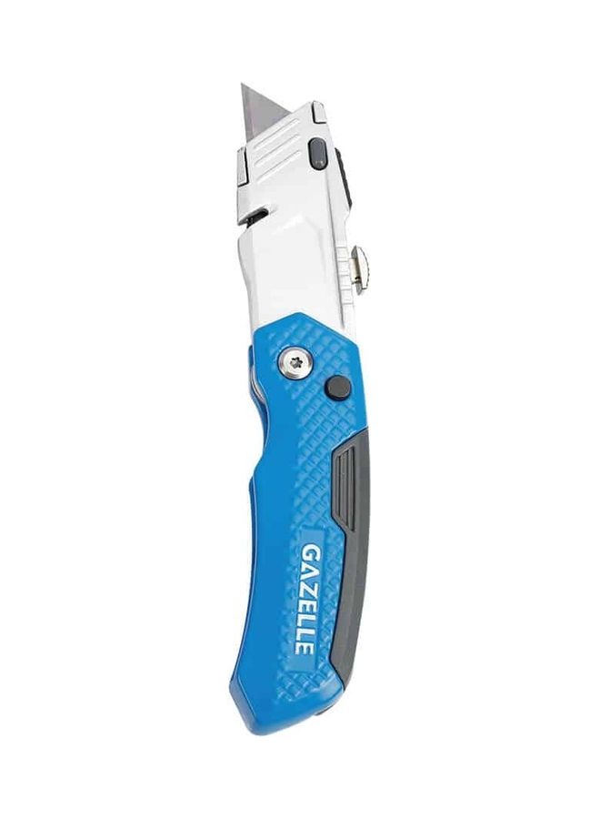 Gazelle Retractable Folding Utility Knife With Blade Blue/Grey 2.5x25x9.3cm - Image 1