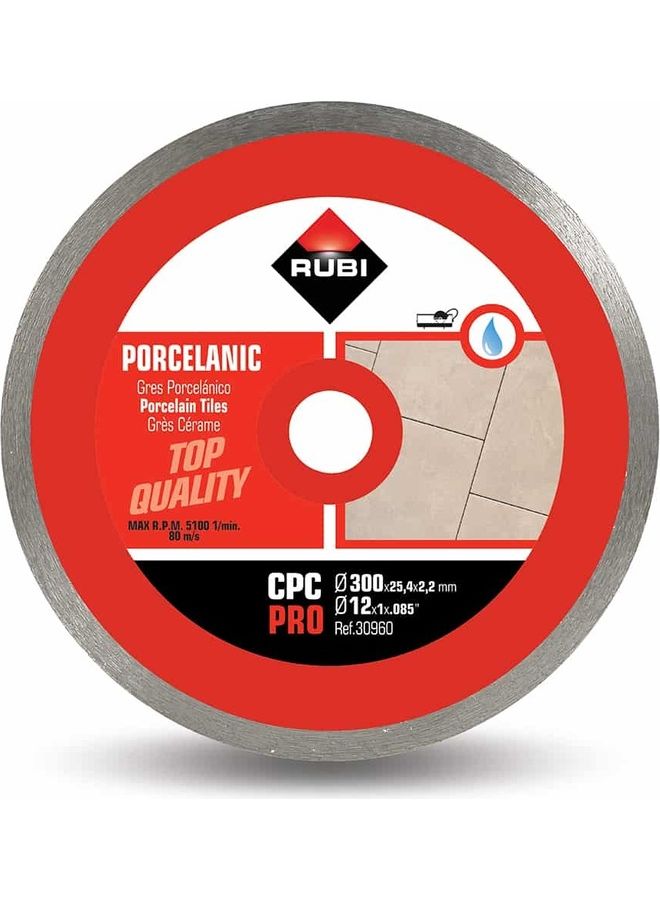 Rubi Porcelain Tiles Continuous Rim Diamond Blade Silver/Red