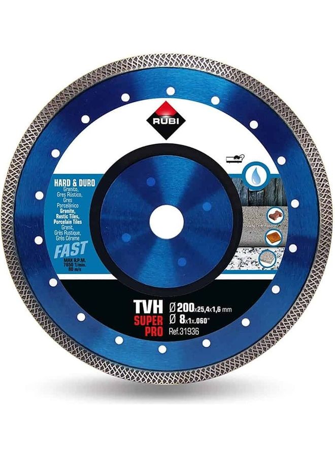 Rubi 8" Hard Material Turbo Viper Diamond Blade Blue/Silver 9.06x9.06x0.06cm
