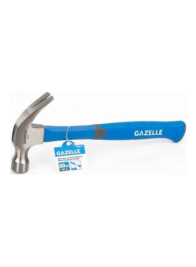 Gazelle Curved Claw Hammer With Fiberglass Handle Blue/Silver 567grams  - Image 1